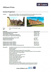 Summer Programme Information Sheet